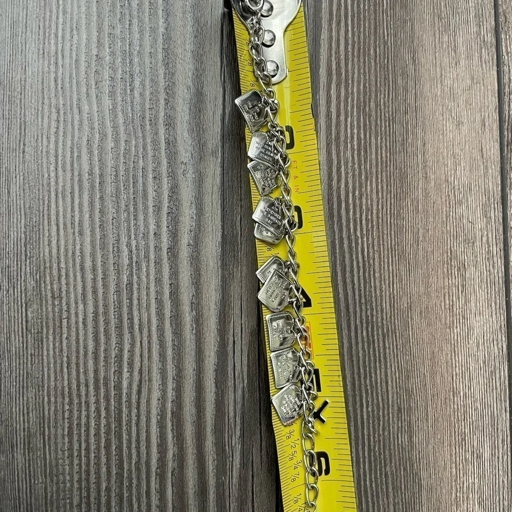 10 Commandments Bracelet Kid’s Cross Charm Bracelet Silvertone 6.5” length - Picture 3 of 5